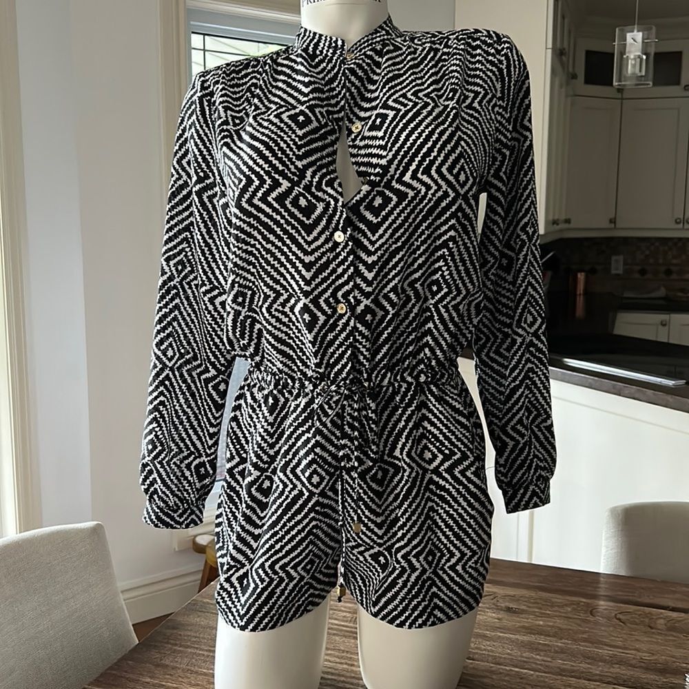 Michael Kors lightweight print romper black and white
